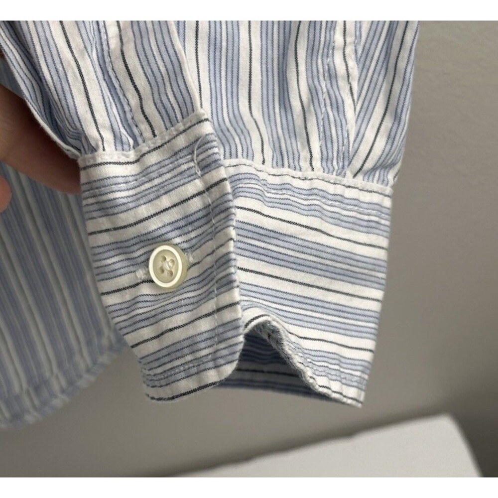 Gap Mens XL Blue Gray Thin Stripe Button Down Long Sleeve Cotton Classic Fit NWT - Picture 6 of 8